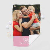 Pink Personalized Name Monogram Photo Golfhanddoek (Insitu)