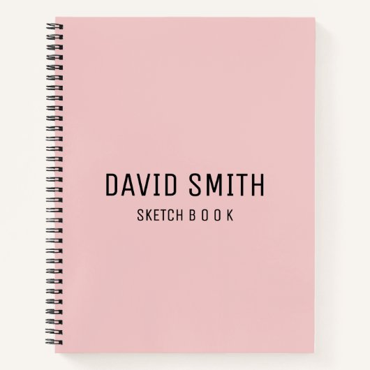 Pink Personalized Sketchbook Name Notitieboek (Voorkant)