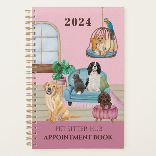 Pink Pet Sitter Business Office Journal des rendez (Devant)