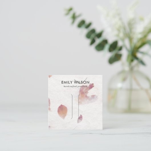 PINK PETAL HANDMADE PAPIER HAIR CLIP DISPLAATS KAA VIERKANTE VISITEKAARTJE (Staand voorkant)