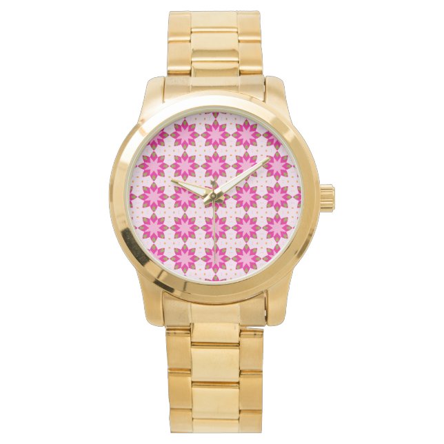 Pink Petal Mosaic pattern Horloge (Voorkant)