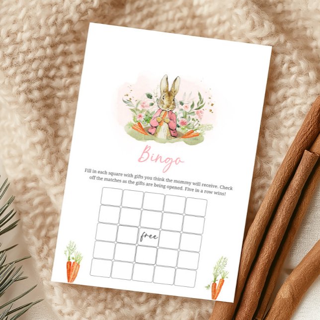 Pink Peter Rabbit Baby Shower Bingo Game (Creator heeft geüpload)