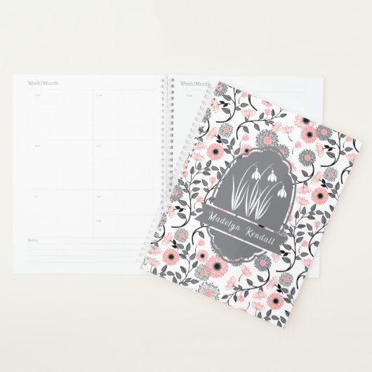 Pink & Pewter Laurentian Floral Custom Name (Devant avec enveloppe)