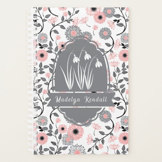 Pink & Pewter Laurentian Floral Custom Name (Devant)