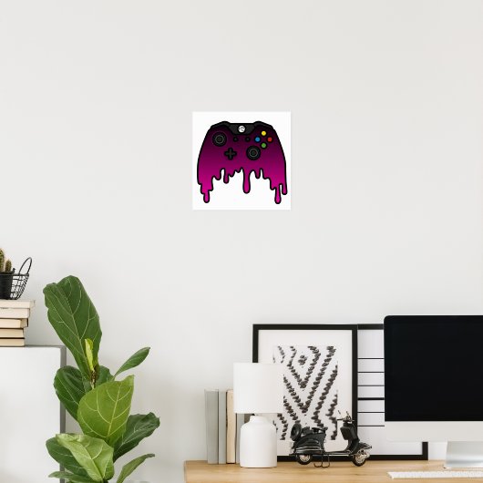 Pink Phase Dripping XBOX Controller Poster (Thuiskantoor)