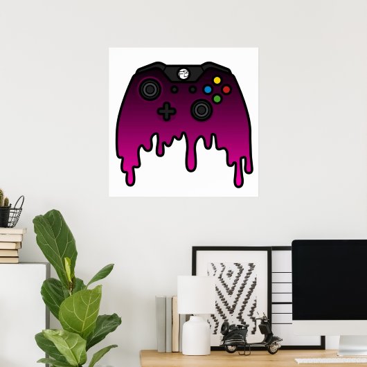 Pink Phase Dripping XBOX Controller Poster (Thuiskantoor)