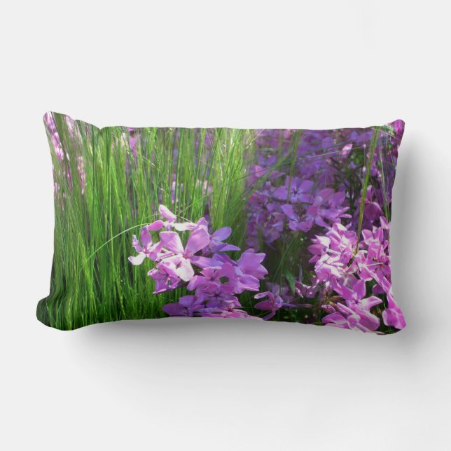 Pink Phlox en Grass Summer Floral Kussen (Voorkant)
