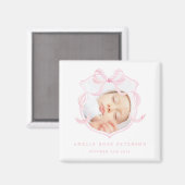 Pink Photo Baby Girl Magnet Faire-part (Recto/Verso)