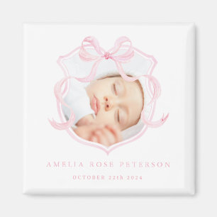 Pink Photo Baby Girl Magnet Faire-part