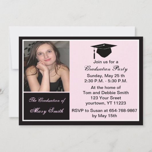 Pink Photo Graduation Party Invitation (Devant)