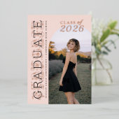 Pink Photo Graduation Rose Gold Foil Invitation (Debout devant)