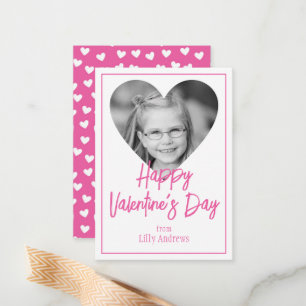 Pink Photo Heart Valentine's Day Classroom Cartes