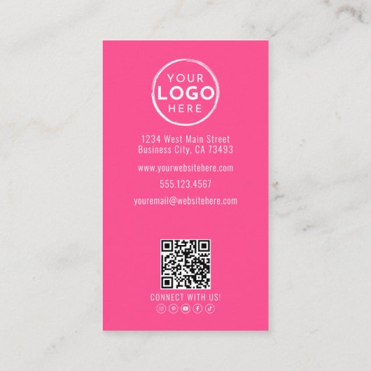 Pink Photo QR Code Logo Vertical Visitekaartje (Achterkant)