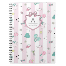 Pink Pickleball Preppy Monogram Print Notitieboek