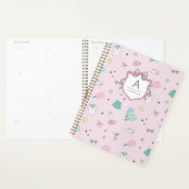 Pink Pickleball Preppy Monogram Print Planner (Display)