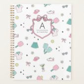 Pink Pickleball Preppy Monogram Print Planner (Voorkant)