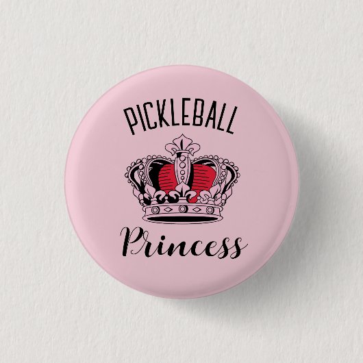 Pink Pickleball Princess Crown Ronde Button 3,2 Cm (Voorkant)