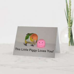 Pink Pig en Caique Parrot Happy Birthday Kaart