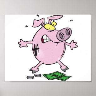Pink Piggy Bank Avec Poster D'Argent