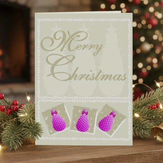 Pink Pine Cone Christmas Photo Folded Holiday Card Feestdagen Kaart
