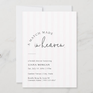 Pink Pinstripe Match Made in Heaven Bridal Shower Kaart