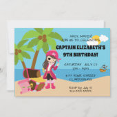 Pink Pirate Girl Birthday Party Kaart (Voorkant)