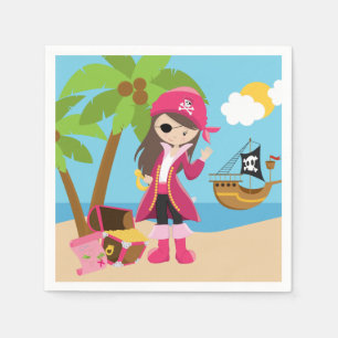 Pink Pirate Girl Birthday Party Servetten