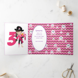 Pink Pirate Girl Drieluik Kaart
