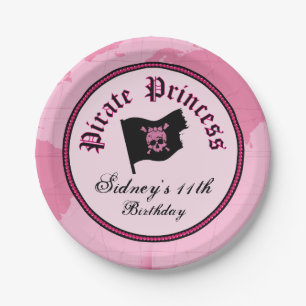 Pink Pirate Princess Party Papieren Bordje