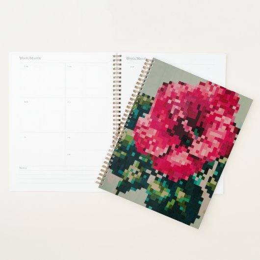 Pink pixel floral illustration planner (Display)
