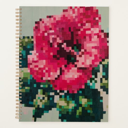 Pink pixel floral illustration planner (Voorkant)