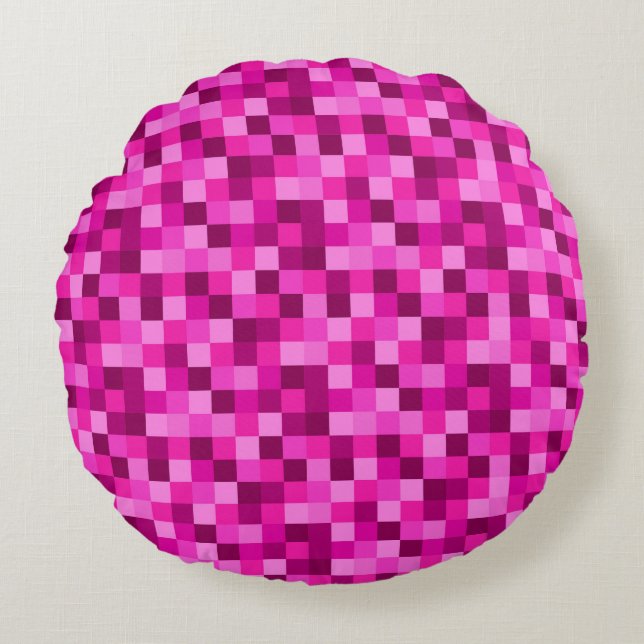 Pink Pixels Stylish Throw Pillow Minecraft Design Rond Kussen (Voorkant)