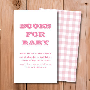 Pink Plaid Boeken voor Baby   Baby Shower Informatiekaartje