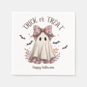Pink Plaid Bow Schattige Ghost Girl Halloween Part Servet