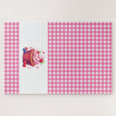 Pink Plaid Checkered Strawberry Cupcake Puzzles  (Horizontal)