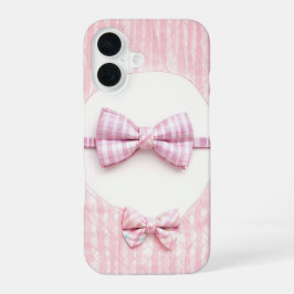 Pink Plaid - Cute Bow Tie Phone Case iPhone 16 Hoesje