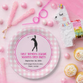 Pink Plaid Dames Golf League Papier Bord (Feest)