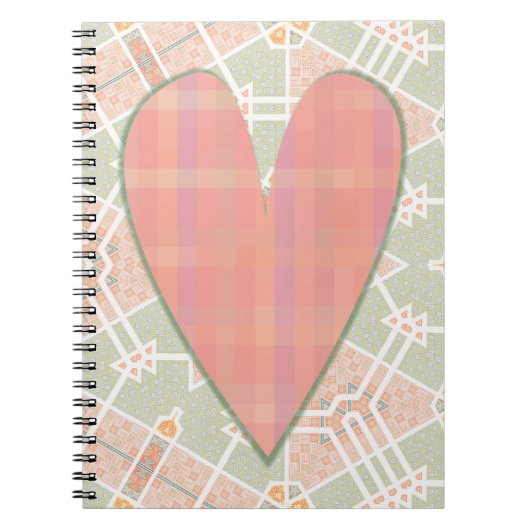 Pink Plaid Heart Art Style Journal Notitieboek (Voorkant)