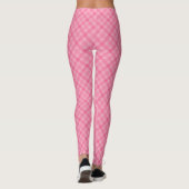 Pink plaid leggings displayed front view, worn  (Achterkant)