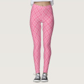 Pink plaid leggings displayed front view, worn  (Devant)