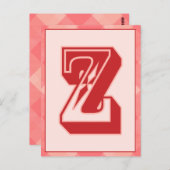 Pink Plaid Letter "Z" Typography Banner Card Briefkaart (Voorkant / Achterkant)