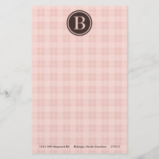 Pink Plaid Monogram Briefpapier