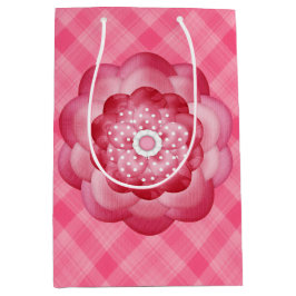 PINK PLAID PATROON MET PINKSTROMEN MEDIUM CADEAUZAKJE