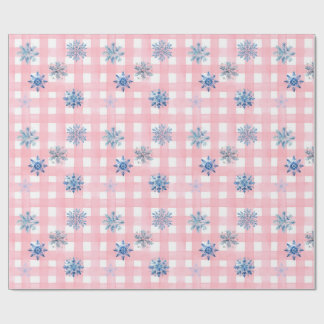 Pink Plaid Snowflake Cadeaupapier