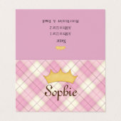 Pink Plaid Tartan Gepersonaliseerde Prinses speeld Visitekaartjes (Buitenkant ongevouwen)