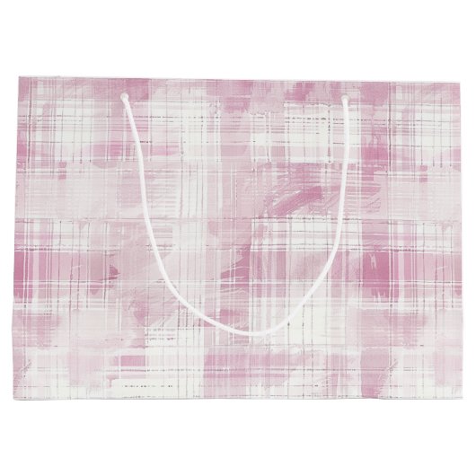 Pink Plaid White Stripes Verjaardag Groot Cadeauzakje (Achterkant)