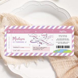 Pink Plane Boarding Pass Verjaardagskaartje Kaart