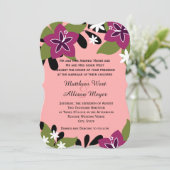 Pink Plum Tropical Floral Wedding Kaart (Staand voorkant)