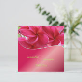 Pink Plumeria bruiloft Uitnodigingen (Staand voorkant)