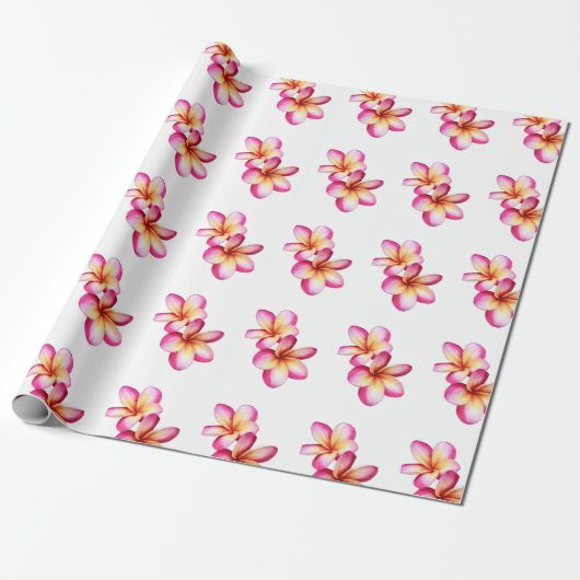 Pink Plumeria Cadeaupapier (Uitgerold)